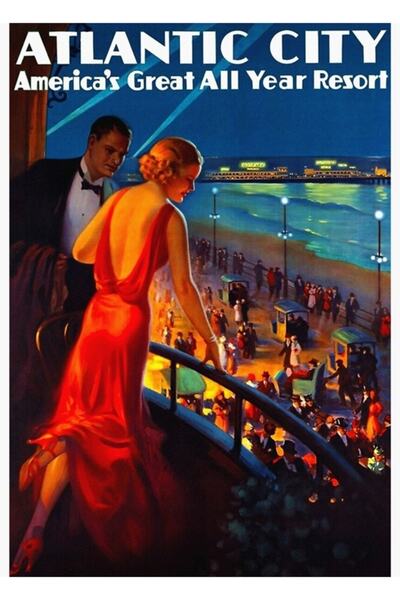 Universal Atlantic City New Jersey Tablou de călătorie Poster din lemn decorativ