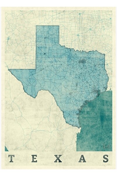 Universal Harta Texasului, tablou albastru, poster decorativ din lemn