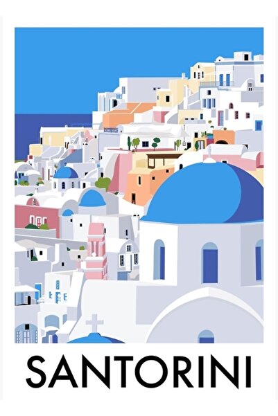 Universal Poster de călătorie Santorini, tablou decorativ din lemn