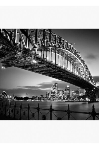 Universal Γέφυρα του Λιμανιού του Σίδνεϊ Ασπρόμαυρη Ξύλινη Διακοσμητική Αφίσα...
