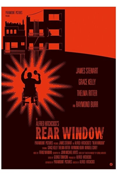 Universal Διακοσμητική ξύλινη αφίσα για το πίσω παράθυρο του Alfred Hitchcock