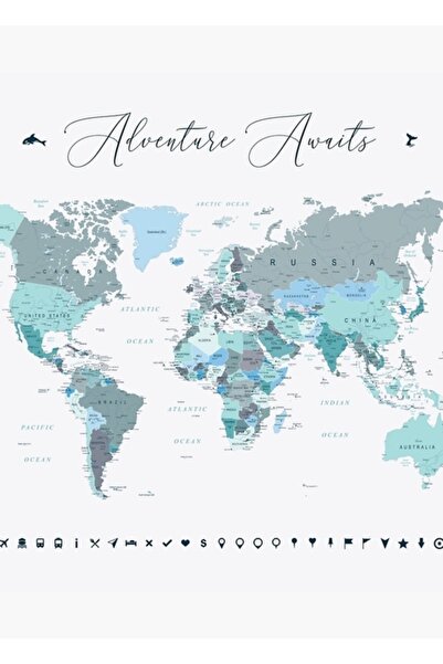 Universal Η περιπέτεια περιμένει τον παγκόσμιο χάρτη στο Teal Tablo, ξύλινη δ...