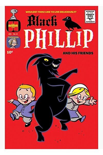 Universal Little Horror Moves - Tablou decorativ din lemn cu Black Phillip și...
