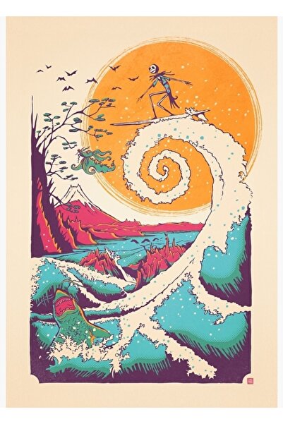 Universal Tablou decorativ din lemn cu tema surfing înainte de Crăciun