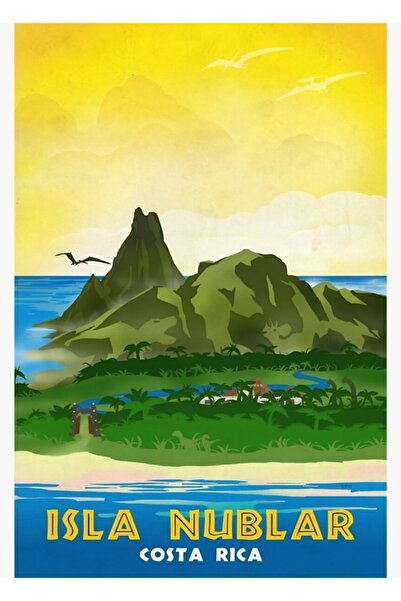 Universal Isla Nublar - Poster de călătorie Retro Jurassic Park, tablou decor...