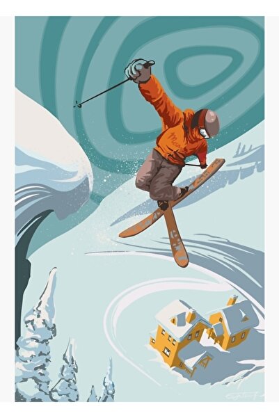 Universal Ρετρό Ελεύθερο Στυλ Αλπικού Σκι, Πίνακας Αφίσας Αλπικού Σκι, Ξύλινη...