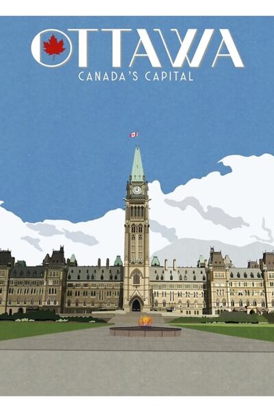 Universal Inspirat retro, Ottawa, Canada, Clădirile Parlamentului Capitală, T...