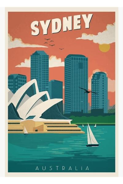 Universal Sydney - Poster retro de călătorie, pictură artistică, poster decor...