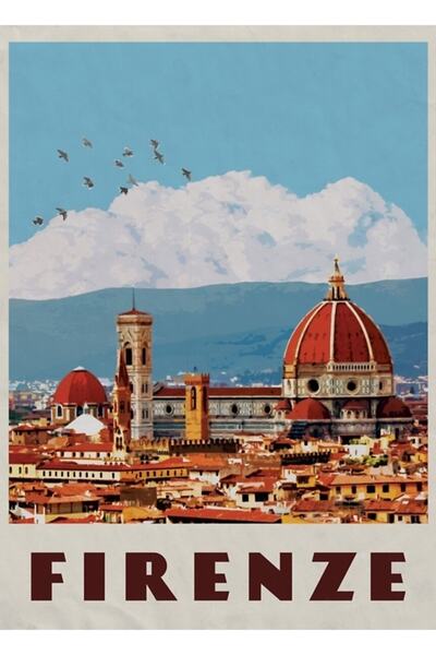 Universal Poster de călătorie retro Florența Italia, tablou Catedrala Duomo d...