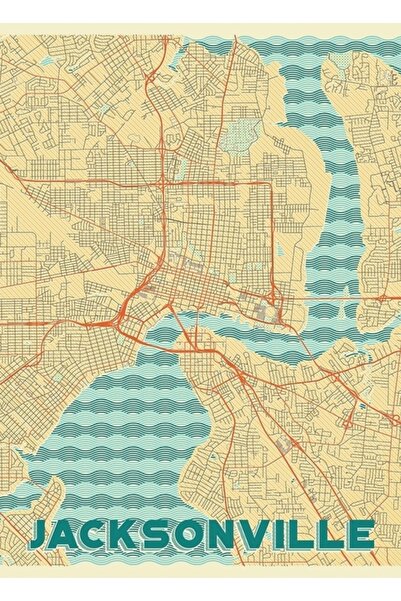 Universal Χάρτης της Τζάκσονβιλ Ρετρό ζωγραφική ξύλινη αφίσα διακοσμητική