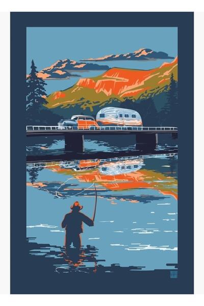 Universal Poster decorativ din lemn cu banner de călătorie retro Airstream
