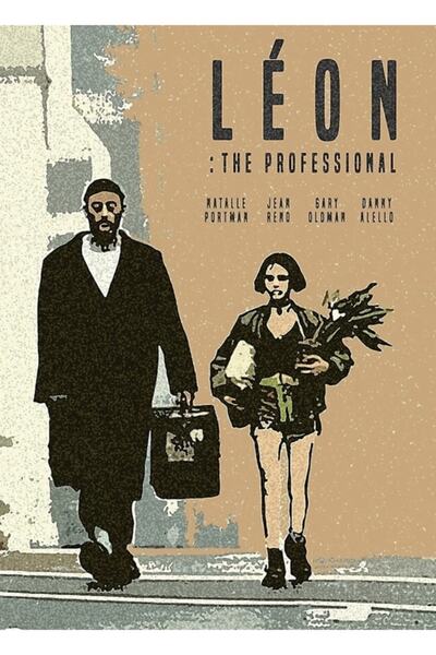 Universal Poster decorativ din lemn Léon Retro Movie Tablo