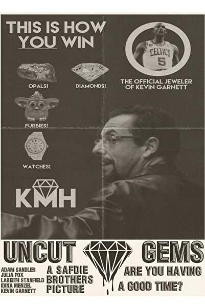 Universal Ρετρό Διαφημιστική Αφίσα Uncut Gems, Ξύλινη Διακοσμητική Αφίσα Ταμπλό