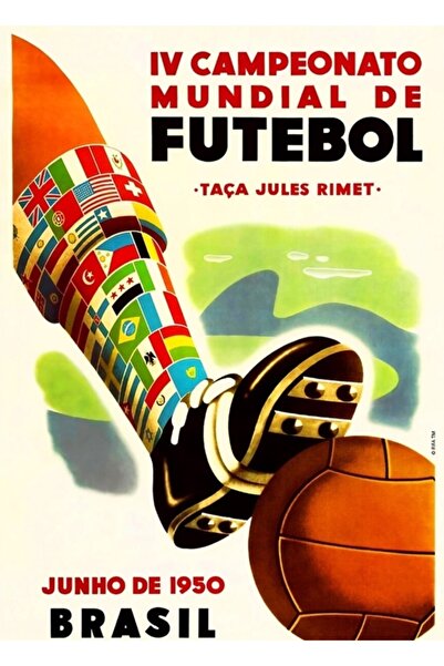 Universal 1950 Ποδόσφαιρο στη Βραζιλία Ξύλινη διακοσμητική αφίσα