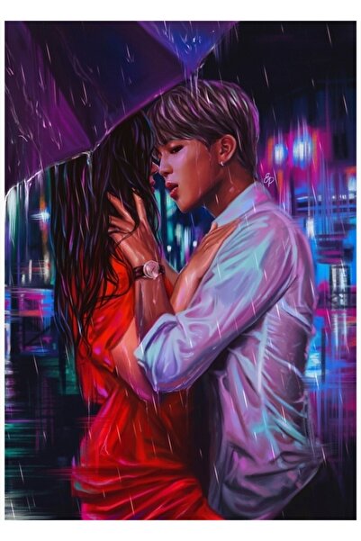 Universal Jimin Fanart "βροχή" Ξύλινη Αφίσα Ζωγραφικής Διακοσμητική Ξύλινη Αφ...