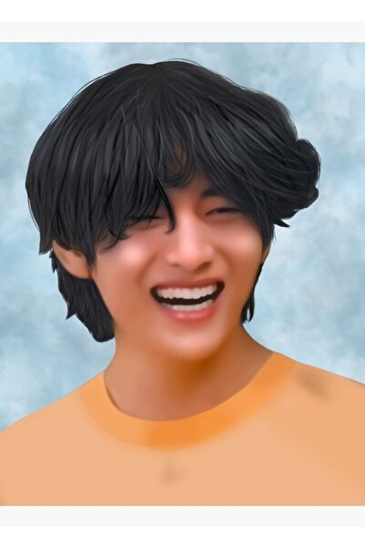 Universal Taehyung V Portret zâmbitor Tablou Fanart Poster din lemn Decorativ...