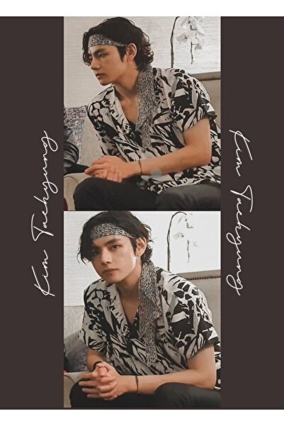 Universal Taehyung Gri Bandana Tablou Estetic Poster din Lemn Decorativ Cod1255