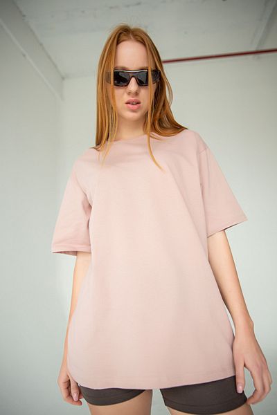 Bases Πλεκτό μπλουζάκι Mink 100% Cotton Crew Neck Boyfriend Oversize