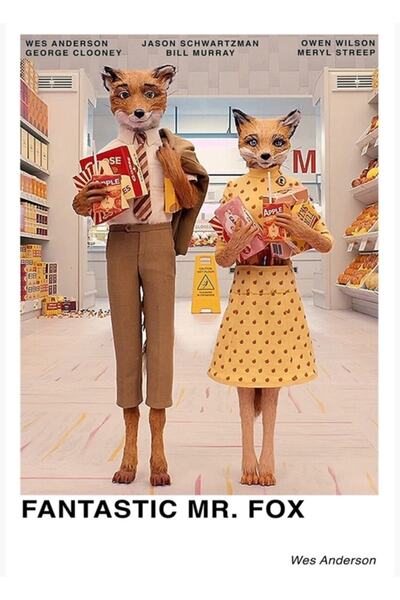 Universal Poster decorativ din lemn cu pictură fantastică a domnului vulpe