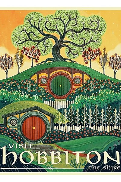 Universal Visit Hobiton Tablo Ahşap Poster Dekoratif