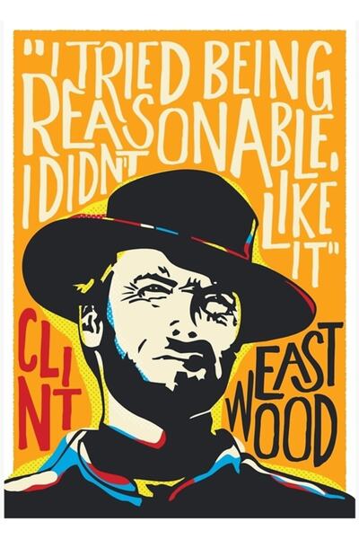 Universal Tablou portret Pop Art cu Clint Eastwood, poster decorativ din lemn