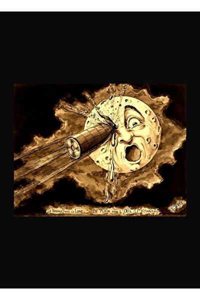 Universal Пътешествие до Луната, Мелис, 1902 Рисунка Картина Дървен плакат Де...