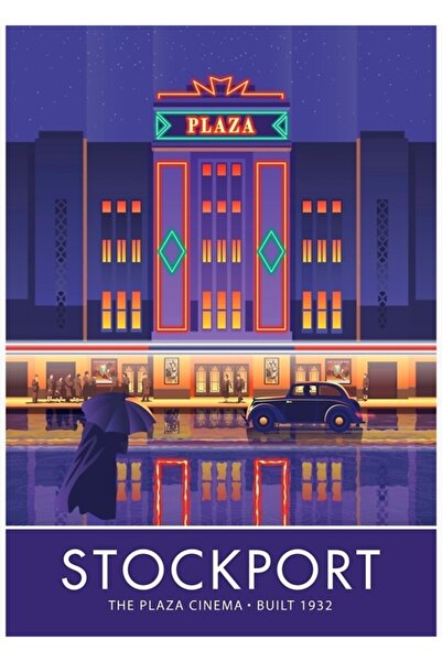 Universal Stockport, Plaza Cinema Stol Drveni Poster Dekorativni
