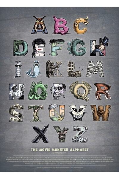 Universal Poster decorativ din lemn cu alfabetul Monstrilor din film