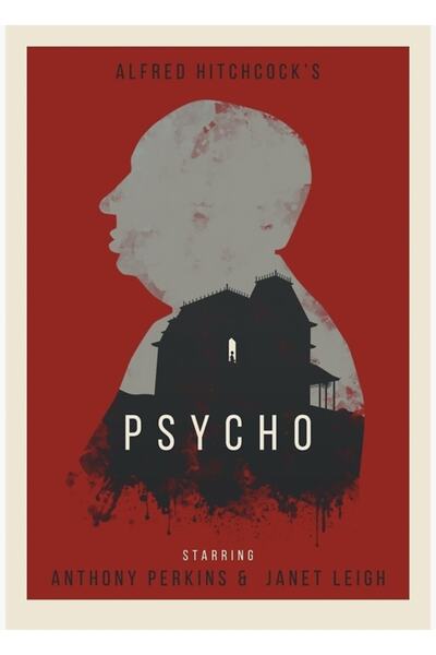 Universal Poster decorativ din lemn cu pictură Psycho de Alfred Hitchcock