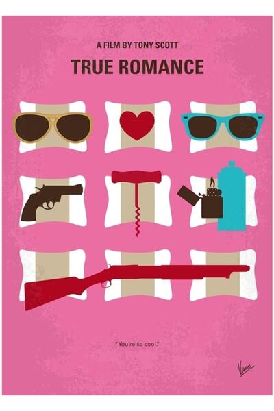 Universal No736- Tablou decorativ din lemn cu poster „True Romance”