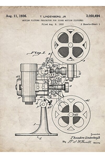 Universal Πατέντα Προβολέα Ταινιών - Ξύλινη Διακοσμητική Αφίσα Τραπεζοειδούς ...