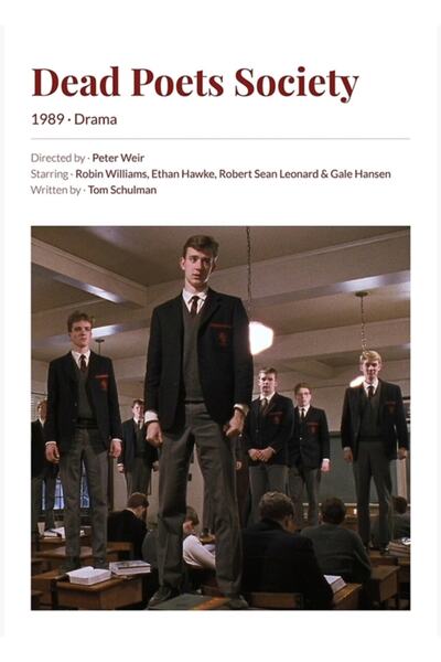 Universal Dead Poets Society (1989) Peter Weir Movie Tablo Ahşap Poster Dekoratif