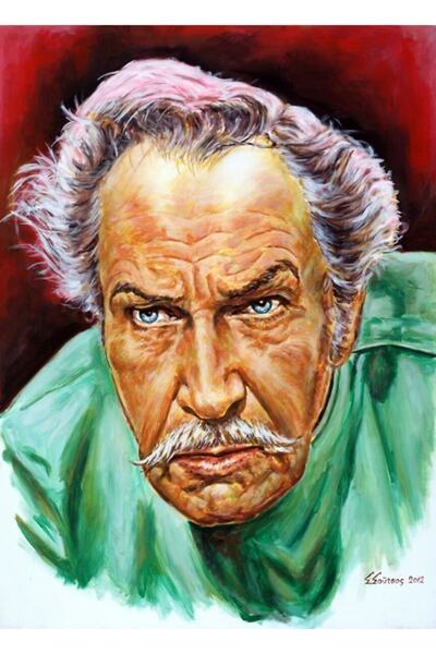Universal Tablou decorativ din lemn, tip poster, portret pictat de Vincent Price