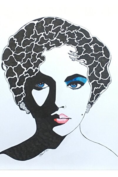 Universal Liz - Tablou cu diamant albastru, poster decorativ din lemn