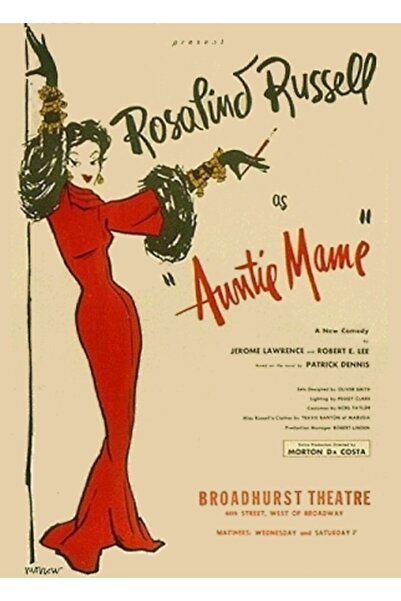 Universal Auntie Mame, Rosalind Russell Playbill Tablo Poster decorativ din lemn