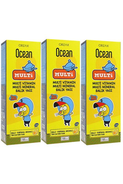 Ocean 150ml Multivitamin and Multimineral Fish Oil Honey Orange Flavored Syrup - 3 Pieces