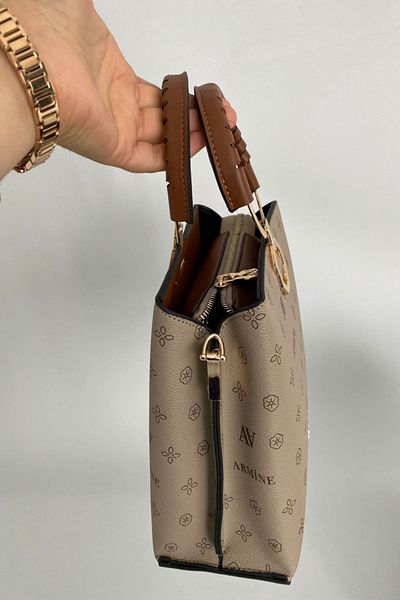 Armine Women's Mink Printed Ring Hand and Shoulder Bag with Small Size Chain Strap