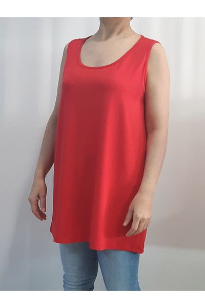 Mertcan Butik Red Thick Strap Combed Cotton Viscose T-Shirt
