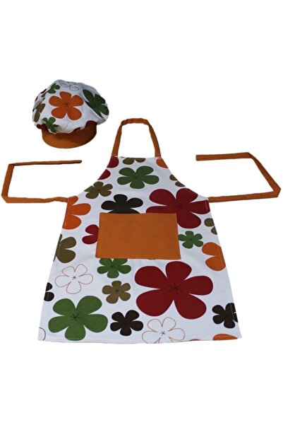 Bkmc Kız Çocuk Aşçı Önlüğü Ve Aşçı Şapkası Papatya Desenli