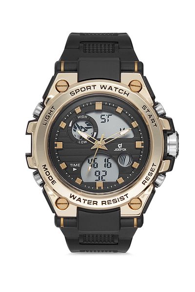 Joefox Men's Digital Analog Silicone Cord Black Wrist Watch