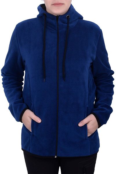GHASSY CO. Women's Blue Hooded Zippered Fleece Sweatshirt