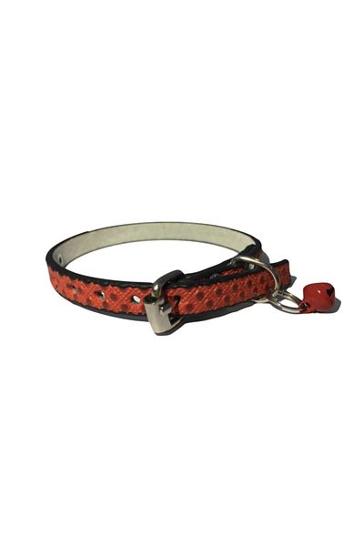 Elite Red Color Dot Pattern Leather 1 Cm Metal Lock Buckle Cat Collar with Bell