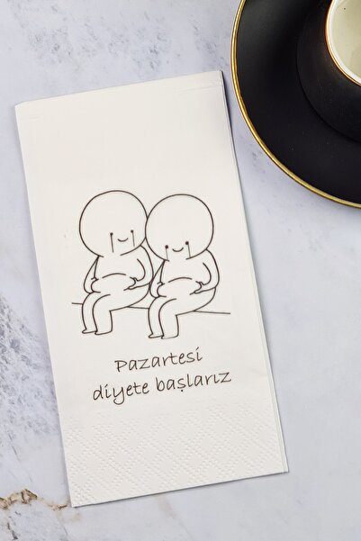 PEKSHOP Pazartesi Diyete Başlarız Yazılı Sunum Peçetesi