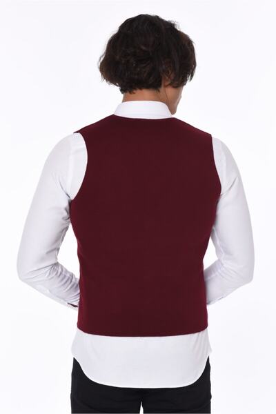 Brango Erkek Bordo Triko Yelek