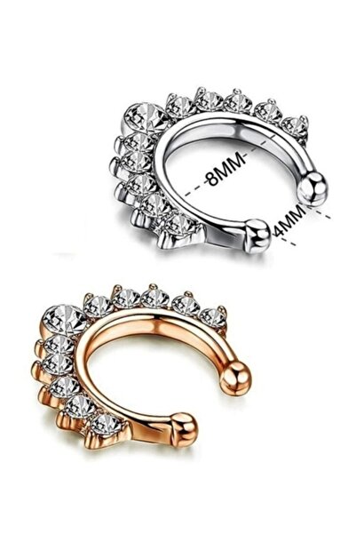 VipBT İkili Set Burun Septum Hızma Kıkırdak Küpe Sahte Fake Piercing
