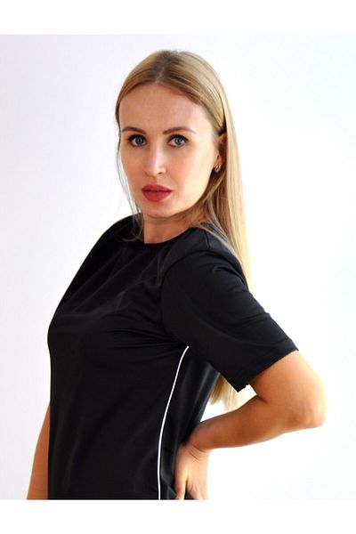 lovebox Tricou cu mânecă scurtă și colanți cu talie înaltă pentru femei, acoperit cu polimeri negru, corset termic