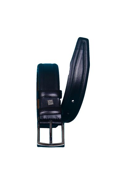 Strong 100% Genuine Black Leather Belt, Men's Fabric Pants Belt Km07