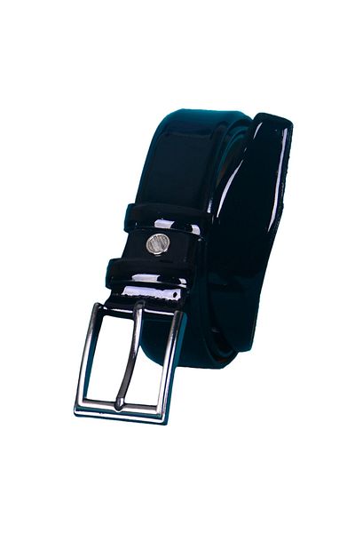Strong Men's Black Genuine Leather Fabric Trouser Belt Km06
