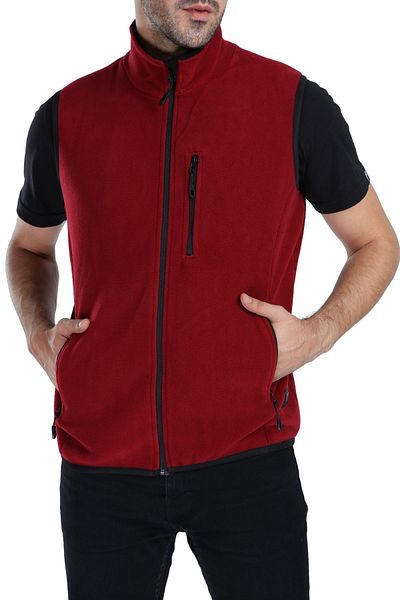 GHASSY CO. Men's Claret Red Multi-Pocket Claret Red Fleece Vest