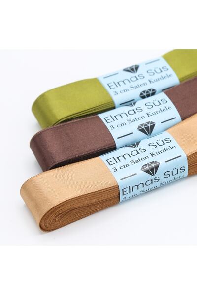 E Elmas شريط ساتان مشكل 3 قطع 3 سم 10 م